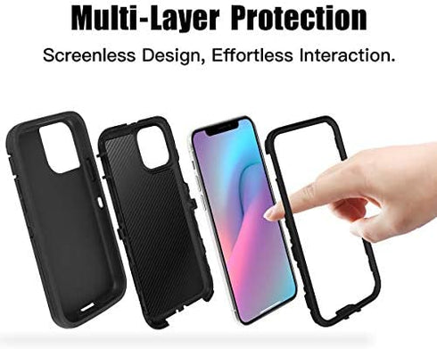 AICase for iPhone 11 Case (6.1"), Drop Protection Full Body Rugged Heavy Duty Case, Shockproof/Drop/Dust Proof 3-Layer Protective Durable Cover for Apple iPhone 11 6.1-inch Black