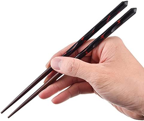 Antner 5 Pairs Hardwood Chopsticks Reusable Japanese Style Natural Wood Chop Stick Hand-Carved Chopstick Gift Set, 9 Inches