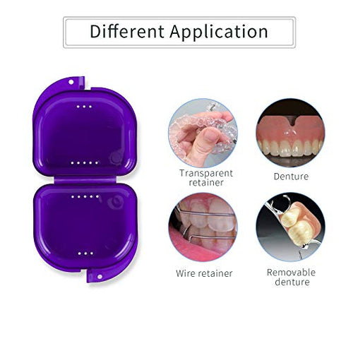 Dental Mouth Guard case Orthodontic Retainer Cases Container with Vent Holes, Denture Holder Clear Aligner Box for Household|Office|Travel - Dark Purple