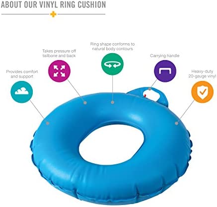 DMI Inflatable Ring Donut Seat Cushion Pillow FOR Hemorrhoid, Pregnancy, and Tailbone Pain, 16 Inches, Blue
