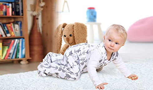 Baby Wearable Blanket, Cotton Sleep Sacks for 0-6 Months, 2 Pack Unisex Sleeping Bag Sack, Small Size, 2-Way Zipper, 0.5 Tog Breathable Cotton (Grey, Small)