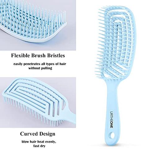 Hair Brush,Detangling Hair Brushes, Detangler Curved Vented HairBrush for Women Men Black Natural Curly Wet Dry Thick Straight Long Hair, Afro American Type 3a-4c, Comfortable Grip ,Easy to Clean