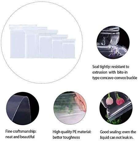 Jewelry Baggies 5 Sizes 500pcs Small Sealable Zipper Bags Clear Plastic Zip Bags Tiny Poly Assorted Bags 2 Mil for Beads Craft Seed Pill Candy Coin (8 Sizes to Choose from)