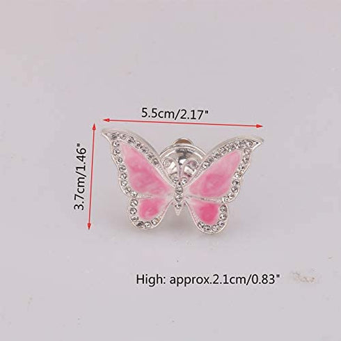 Run 6 Pieces Butterfly Knobs Metal Decorative Cabinet Drawer Cupboard Furniture Door Single Hole Pulls Handles (Pink)