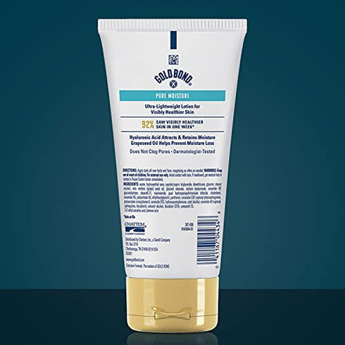 Gold Bond Pure Moisture Lotion, 5.5 oz., Ultra-lightweight Daily Body and Face Lotion