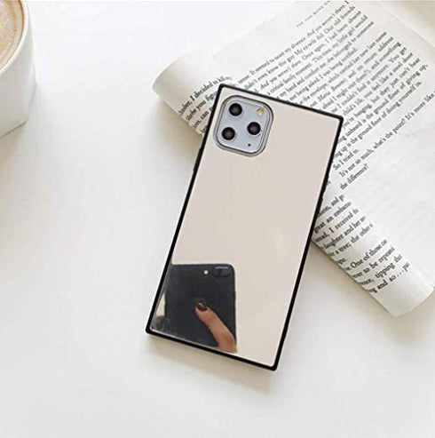 Square iPhone 11 Pro Max Mirror Case,YTanazing Luxury Glass Glossy Mirror Shockproof Smooth Hard Case with Soft Silicone Bumper TPU Frame for iPhone 11 Pro Max 6.5 inch