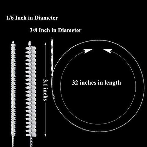 4 Pieces Feeding Tube Brushes, Cleaning Brushes, 32 Inches Long with Soft Nylon Bristles Head, Suitable for Cleaning Feeding Tubes and Racking Lines (1/6 Inch and 3/8 Inch Diameter)