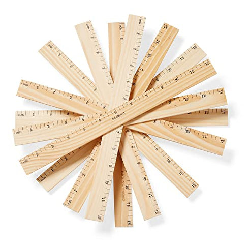 hand2mind 12 inch Wood Rulers with 1/4 Divisions, Pack of 10