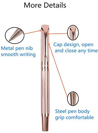 Pemmeed Rollerball Pen Liquid Ink Pens for Women Luxury Box Gel Pen Black Ink Fancy Pen Refillable for Executive Office,Professional,Birthday Nice Pens G5(Rose Gold)