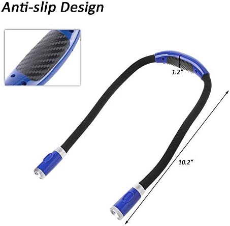 LUXNOVAQ LED Book Light Rechargeable Neck Reading Light, 4 LED Hug Light USB Knitting and Crocheting Lamp with Flexible Arm & 3 Adjustable Brightness for Bookworms Bed Reading, Blue
