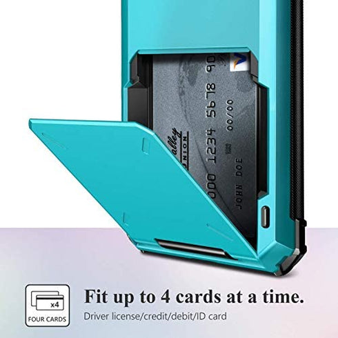 SAMONPOW Credit Card Holder Case for iPhone X iPhone Xs Case with 4 Card Holder Hard PC Soft Hybrid Rubber Anti Scratch Shockproof Heavy Duty Cover for iPhone X XS iPhone10 5.8 inch Sky Blue