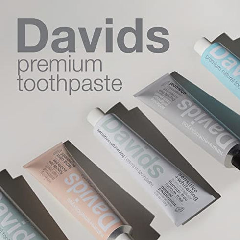 Davids Nano Hydroxyapatite Natural Toothpaste, Sensitive, Whitening, Enamel Health, Fluoride Free, SLS Free, Peppermint, 5.25 oz Metal Tube, Tube Roller Included