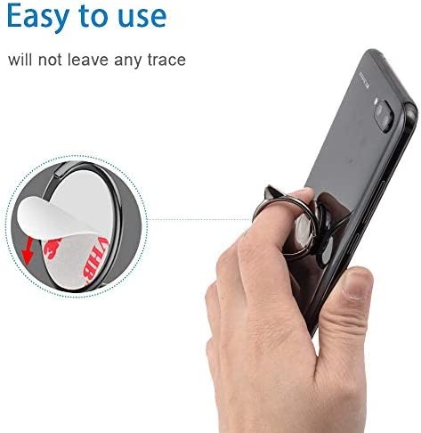 aceyoon Phone Ring Cat Attachable Kickstand Ultra Thin Cute 360 Degree Smartphone Finger Grip Ring Holder Stand Compatible for Phone X, XS, XR, XS Max, 8, 7 Plus, 7, 6S Plus, 6, S9, S10 Black