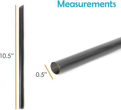 Houseables Boba Straws, Smoothie Straw, Extra Wide & Fat, Black, 100 Pack, 10.5 Inch Long, 0.5" Diameter, Large Jumbo, Polypropylene Plastic, BPA Free, Reuseable for Milkshakes, Tea