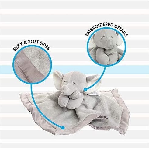 KIDS PREFERRED Carter's Elephant Plush Stuffed Animal Snuggler Lovey Security Blanket - Gray