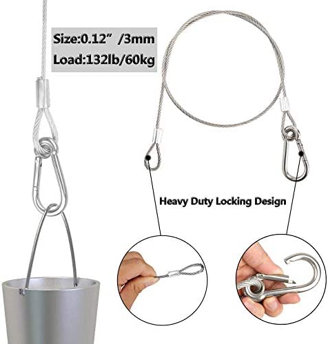 Safety Cable Lock, Stainless Steel Cable with Loops Heavy Duty Bike Lock Hook Flexible Security Steel Cable Wire Lock and Chain for Luggage Hanging Light Plant Picture