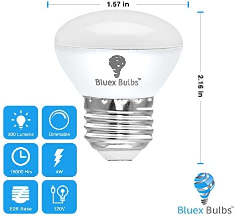 4 Pack R14 LED Bulb 4W E26 Base Mini Reflector Floodlight Light Bulb Dimmable 4000K Cool White - 40W Equivalent - Mini Light Bulbs, Short Light Bulbs, Curio Cabinet Light Bulb, R14 Bulb Flood Light