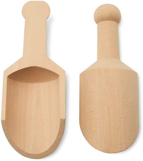 Wooden Scoopers 4-3/8 Inches Long, 15 Unfinished Small Wooden Scoops for Bath Salts, Mason Jars, Sensory Bins, Minerals, Candies, Sugar & Coffee, by Woodpeckers