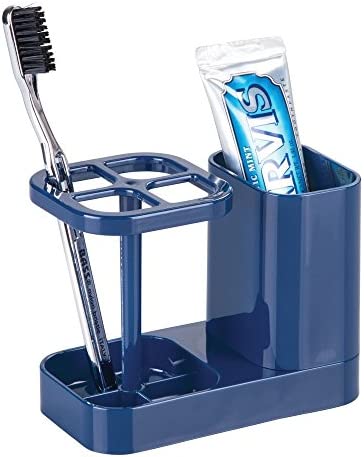 iDesign InterDesign Bathroom Toothbrush and Toothpaste Stand/Holder and Medicine Cabinet Organizer, Navy Med+ Dental Center