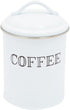 Farmhouse Canister Set, White Metal Kitchen Containers with Lids (4 x 6.3 In, 4 Pack)