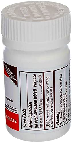 Rugby Travel Sickness Chewables 25 mg Per Bottle, 100 Count