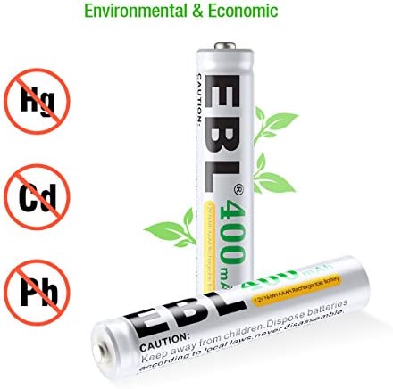 EBL AAAA Rechargeable Batteries, 1.2V 400mAh Ni-MH AAAA Rechargeable Battery for Surface Pen, 4-Count