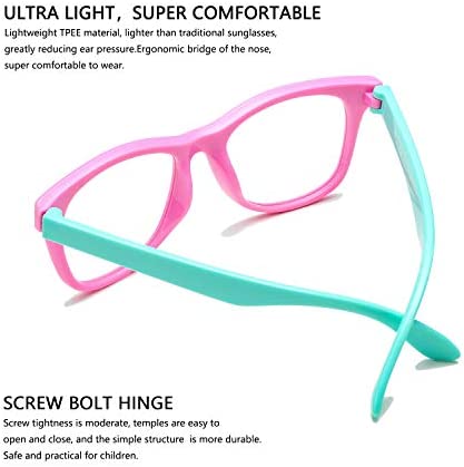 DeBuff Kids Blue Light Blocking Glasses Boys Girls Nerd Blue Light Blockers Age 3-12 (Clear)