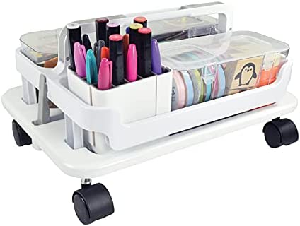 Deflecto Stack 'N Go Caddy Wheel Base, Craft Organizer, Compatible with Deflecto Desk Supplies Organizer Caddy, White, 16"W x 3 1/4"H x 11"D (29443CR)