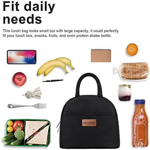 BALORAY Lunch Bag for Women Men Insulated Lunch Box for Adult Reusable Lunch Tote Bag for Work, Picnic, School or Travel (Solid Black)