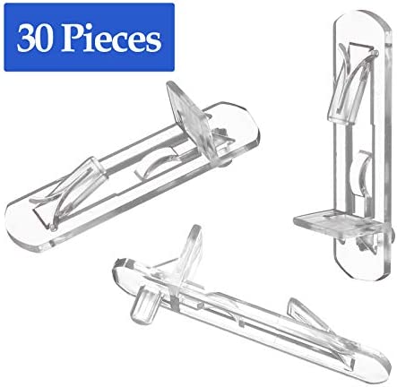 Lanzeuta 30Pcs Shelf Support Pegs Locking Cabinet Shelf Clips, Clear Shelf Holder Plastic Shelf Clips for Kitchen Cabinets Furniture Bookcase, Fits 5mm Diameter Hole & 0.79 Inch Thick Shelf