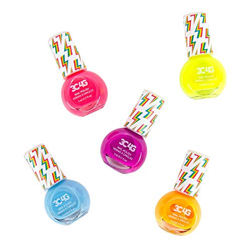 Three Cheers for Girls - Neon Nail Polish Set - Quick Dry Nail Polish for Girls - Includes 5 Neon Colors - Non-Toxic Nail Polish Kit for Kids Ages 8+