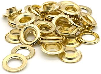Ram-Pro 1/2" Brass Grommets Eyelets with Washers Kit, Solid Metal Antique Style Eyelet Repair Replacement Pack, Sets of 25