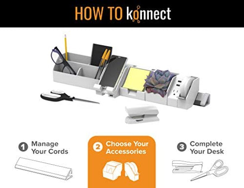 Bostitch Konnect™ Sticky Note Holder + Business Card Stand, Includes Pen Holders, White