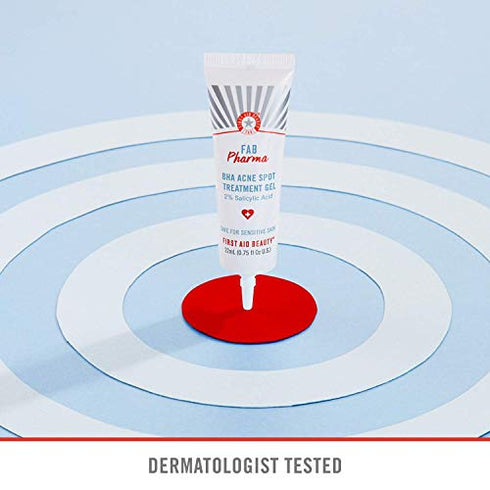 First Aid Beauty FAB Pharma BHA Acne Spot Treatment Gel 2% Salicylic Acid, Treatment for Breakouts, Whiteheads, Blackheads and Acne Blemishes