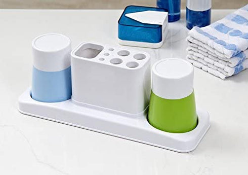Eslite Bathroom Toothbrush Toothpaste Stand Organizer Plastic Storage Rack Set