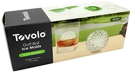 Tovolo Set of 3 Golf Ball Ice Molds, Sphere Ice Mold for Golfers, Set of 3 Leak-Free Ice Molds, Slow-Melting Ice for Whisky & Spirits, Golf Ball Ice Novelty Drink Molds, Green