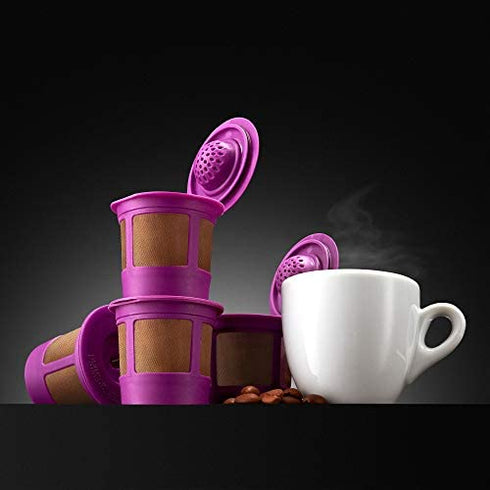4 Reusable K Cups for Keurig K-Classic, K-Elite, K-Select, K-Cafe, K-Compact, K200, K300, K400, K500, Refillable Kcups Coffee Filters for 2.0 and 1.0 Brewers