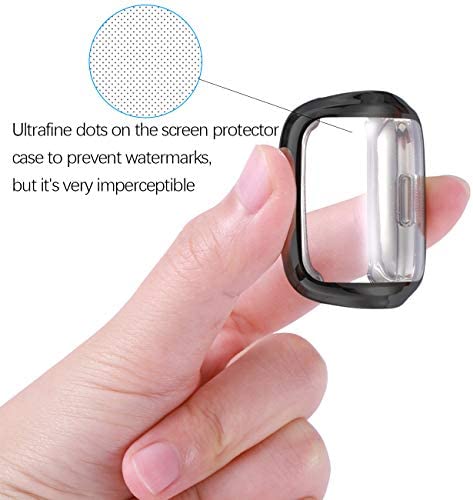 Wepro Screen Protector Case Compatible with Fitbit Versa 2 Smartwatch, 3-Pack Soft TPU Plated Bumper Full Cover Cases for Fitbit Versa Watch, Clear/Black/Rosegold, Shock Proof Fit Shell Replacement