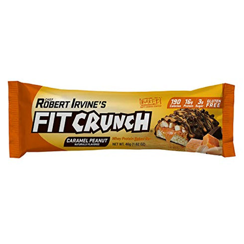 FITCRUNCH Snack Size Protein Bars, Designed by Robert Irvine, World’s Only 6-Layer Baked Bar, Just 3g of Sugar & Soft Cake Core (Caramel Peanut)