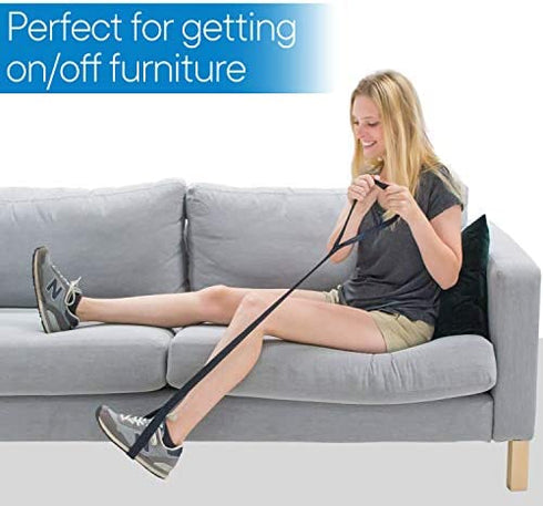 RMS 35 Inch Long Leg Lifter - Durable & Rigid Hand Strap & Foot Loop - Ideal Mobility Tool for Wheelchair, Hip & Knee Replacement Surgery