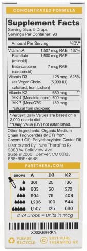 Vegan A-D-K “Full Spectrum" Drops for Best Absorption | 5 Drops Contain: 1,507 mcg Micellized A; 5,000 iu D3 "pureshine"; 500mcg vit K2 (MK4) & 180mcg vit K2 (MK7) "MenaQ7" | Tasteless & Odorless
