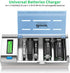 BONAI LCD Smart Battery Charger for C D AA AAA 9V NiMH NiCD Rechargeable Batteries with Refresh Function