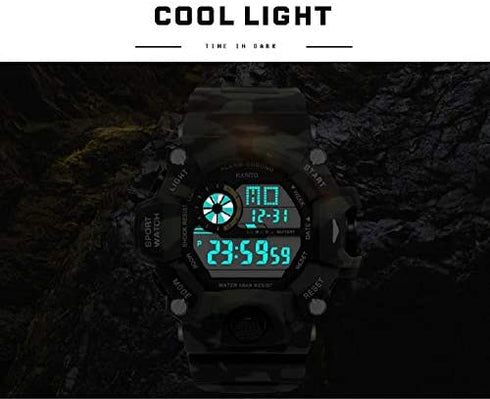 KXAITO Men's Watches Sports Outdoor Waterproof Military Wrist Watch Date Multi Function Tactics LED Alarm Stopwatch