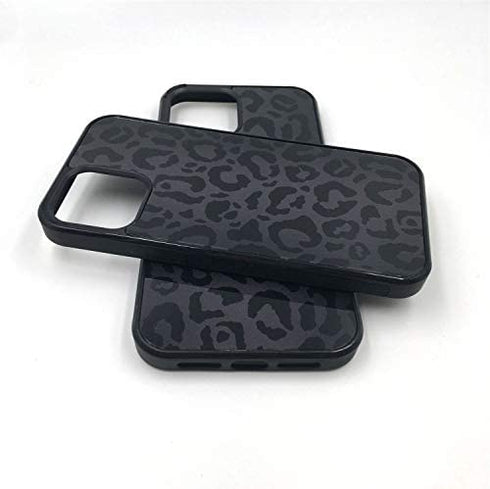 XUNQIAN Compatible for iPhone 12 Case, iPhone 12 Pro Case, Black Leopard Cheetah Animal Skin Print Art Thin Soft Black TPU +Tempered Mirror Protective Case for Apple 12/12 Pro (for iPhone 12/12 Pro)