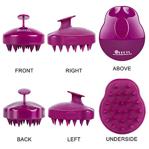 HEETA Hair Scalp Massager Shampoo Brush 2 Pack, Soft Silicone Bristles to Remove Dandruff, Waterproof Hair Scrubber for Both Wet Dry Hair, Suitable for Men & Women (Black & Purple)
