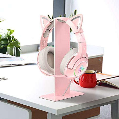 SIMGAL Pink Headphones Stand, Universal Gaming Headset Holder Hanger with Stable Base for SIMGAL K9 Cat Ear Headset(Not Included) and All Headphones