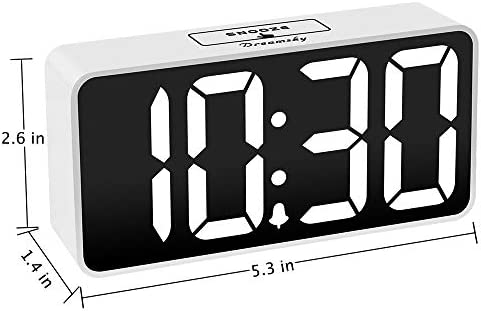 DreamSky Compact Digital Alarm Clock with USB Port for Charging, 0-100% Adjustable Brightness Dimmer, White Bold Digit Display, Adjustable Alarm Volume, Bedside Alarm Clock with Snooze,12/24Hr