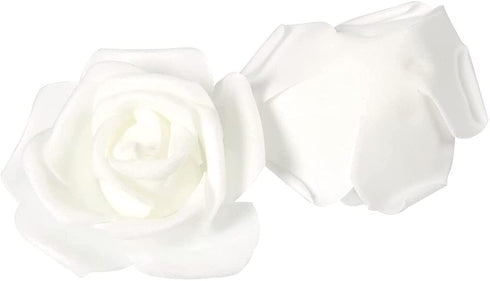 Stemless Artificial Rose Flower Heads for Weddings, Decor, DIY (3 in, White, 100 Pack)