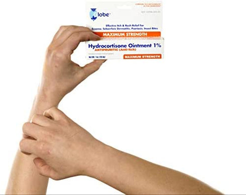Globe Hydrocortisone Maximum Strength Transparent Ointment 1%,1 oz | Anti-Itch Topical Ointment for Redness, Swelling, Itching, Rash, Dermatitis, Bug/Mosquito Bites, Eczema, Hemorrhoids & More