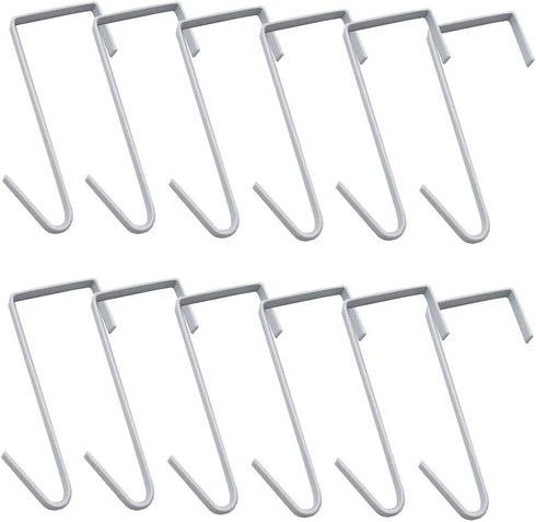 12 Pack White Smart Over The Door Hook,2 Side Metal Z Hooks,S Hooks for Hanging Coats,Bags,Towels for Bathroom,Kitchen,Office